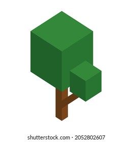 Vector de ilustración de árbol isométrico sobre fondo blanco