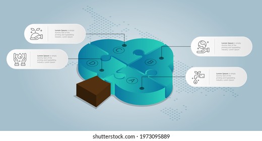 isometric tree infographics element template presentation with environment icons 4 option vector illustration background