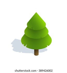 Isometric tree  on white background.  Vector illustration Isometric tree with shadow. Isometric tree vector icon illustration.