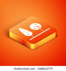 Isometric Trees icon isolated on orange background. Forest symbol.  Vector Illustration