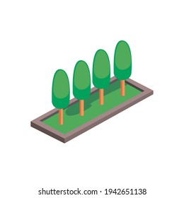 Árboles isométricos sobre fondo blanco