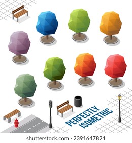 Isometric Trees Set 1 isolated on a White Background