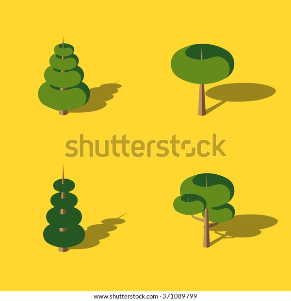 Isometric Trees Set Stock Vector Royalty Free 371089799 Shutterstock 4985