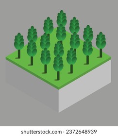 isometric trees test vector design illustration
