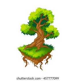 Isometric tree.Vector illustration.Isolated on a white background.Game icon.Design for app user interface and score display.Cartoon nature landscape element.