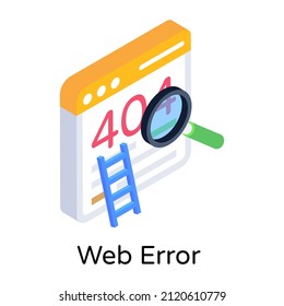 Isometric trendy editable design icon of web error 

