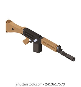 Isometric trendy icon of rifle, 