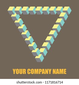 Isometric triangle logo. Penrose triangle vector, logo design element
