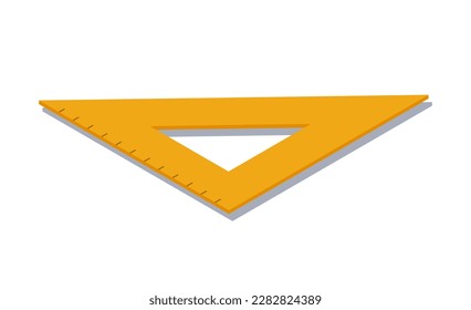 Isometric triangle ruler concept. Construction equipment for drawing. Education and training, school supplies. Centimeter, geomtery tool. Realistic 3D vector illustration