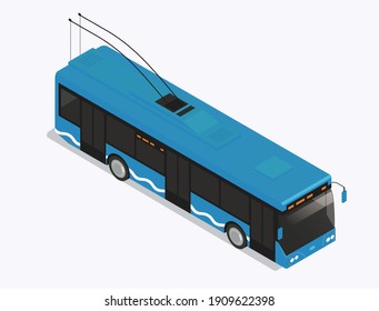 Isometric trolley bus vector illustration