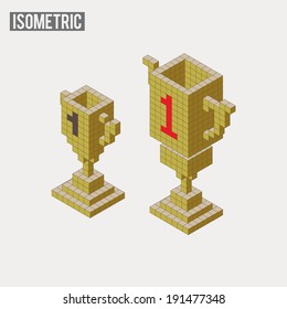 Isometric trophy in two different versions. ESP8.