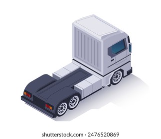 Isometric truck icon. Global Delivery service car or cargo transport without semi trailer. Logistics vehicle for shipping and distribution. 3D vector illustration isolated on white background