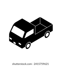 Isometric truck icon. Solid style black color.