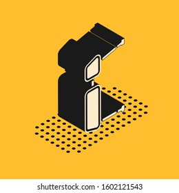 Isometric Truck side mirror icon isolated on yellow background.  Vector Illustration