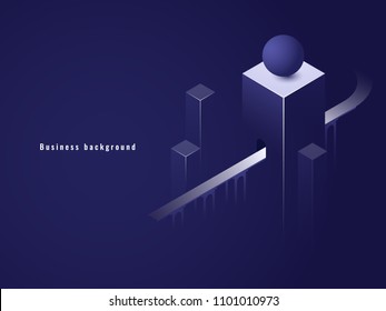 Isometric tunnel, business concept, road collums vector