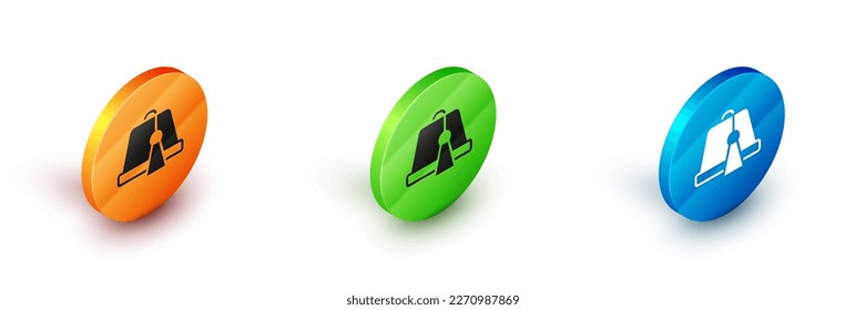 Isometric Turkish hat icon isolated on white background. Circle button. Vector