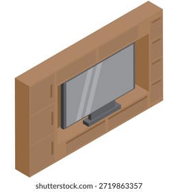 Ilustración de Imagen montada en la pared de TV isométrica