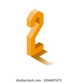 Isometric two orange icon, 3d character with shadow, vector eps10