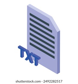 Isometric txt file format symbol representing a plain text document