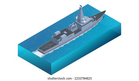 Isometric Type 26 frigate, Naval Ship, frigate for the United Kingdom's Royal Navy, with variants also being built for the Australian and Canadian navies