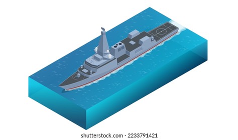 Isometric Type 26 frigate, Naval Ship, frigate for the United Kingdom's Royal Navy, with variants also being built for the Australian and Canadian navies