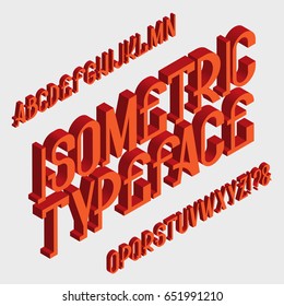 Isometric Typeface. Solid Font. Isolated English 3d Alphabet.