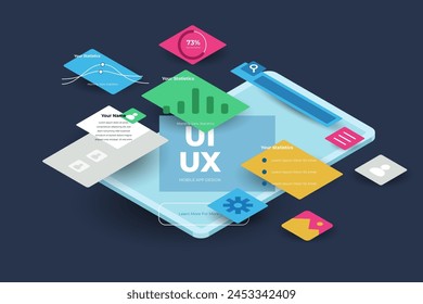 Isometric ui ux background vector design in eps 10