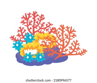 Isometric underwater scuba diver composition with isolated image of underwater flora vector illustration