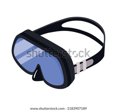 Isometric underwater scuba diver composition with isolated image of diving equipment vector illustration