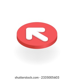 Isometric upload button. 3d file loading icon presented at right angle top view. Up arrow as file uploading, data transfer symbol for internet use. Vector illustration isolated on white background