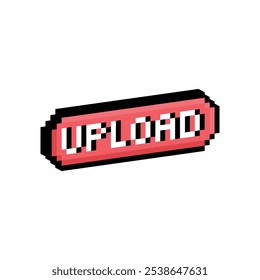 isometric upload button 8 bit text upload Pixel art 8-bit for game