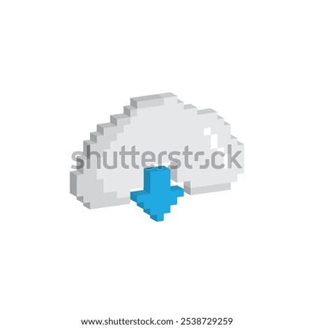 isometric upload and download pixel art icon vector 8 bit game cloud sign