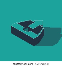 Isometric Upload inbox icon isolated on green background.  Vector Illustration