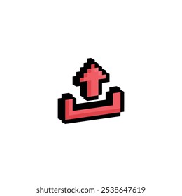 isométrico upload pixel art icon vetor 8 bit sinal de jogo
