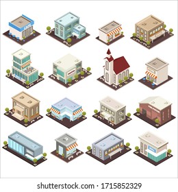 Isometric urban architecture collection Vector