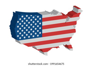 isometric Usa map with flag design