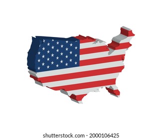isometric usa map and flag icon