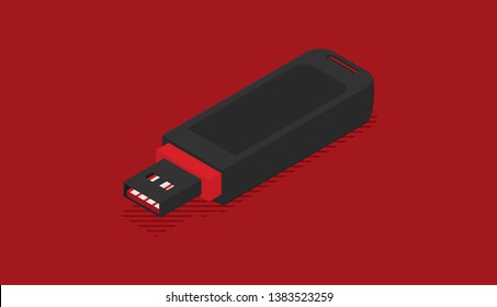 Isometric usb flash vector icon for web design 