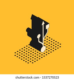 Isometric USB symbol icon isolated on yellow background.  Vector Illustration