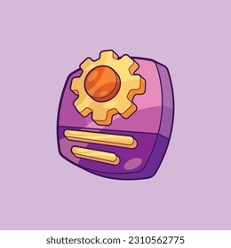 Isometric User Interface Clip Art with Cogwheel Shape Vector