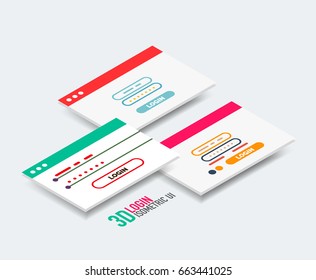 Isometric user interface design, vector semi flat modern style