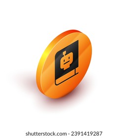 Isometric User manual icon isolated on white background. User guide book. Instruction sign. Read before use. Orange circle button. Vector