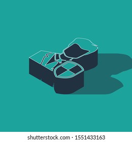 Isometric User protection icon isolated on green background. Secure user login, password protected, personal data protection, authentication icon.  Vector Illustration
