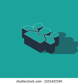 Isometric Users group icon isolated on green background. Group of people icon. Business avatar symbol - users profile icon.  Vector Illustration