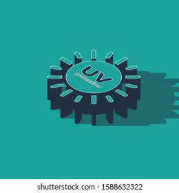 Isometric UV protection icon isolated on green background. Ultra violet rays radiation. SPF sun sign.  Vector Illustration