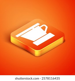 Isometric V60 coffee maker icon isolated on orange background.  Vector