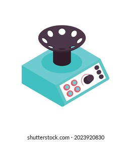 Isometric vaccination color composition with isolated image of laboratory machine for preparing vaccine vector illustration