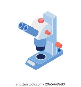 Composición de vacunación isométrica con imagen aislada de microscopio binocular de laboratorio ilustración vectorial