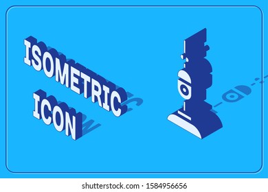 Isometric Vacuum cleaner icon isolated on blue background.  Vector Illustration