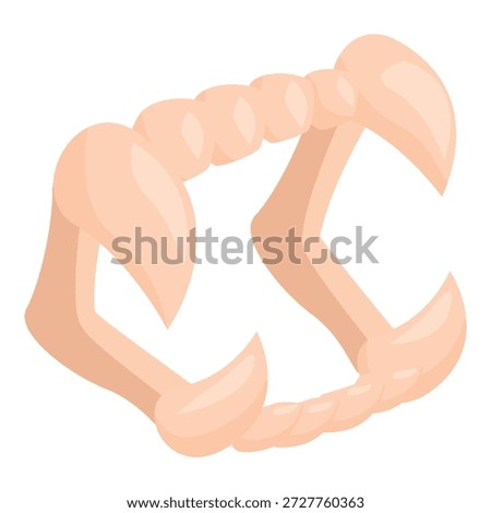 Isometric vampire fangs showing both upper and lower teeth, perfect for completing a halloween costume